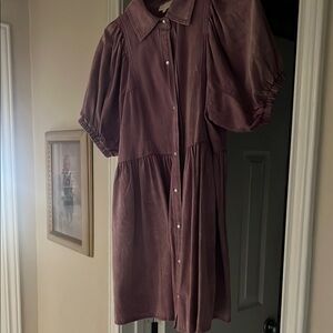 Entro Purple Buttoned Puff Sleeve Sundress